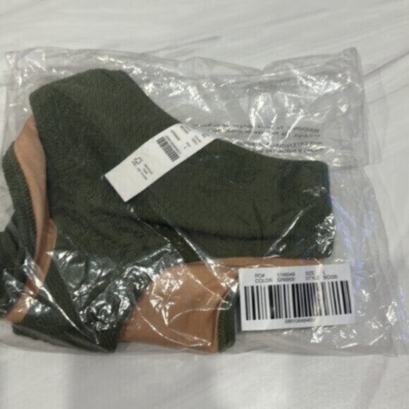 NWT J.Crew Green Textured Curved Waist Cheeky Bikini Bottom Size Large - Picture 4 of 5